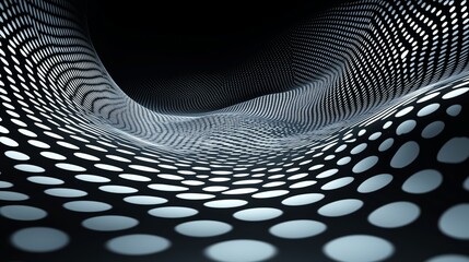 Abstract Flowing Pattern with Circles and Waves in Black and White