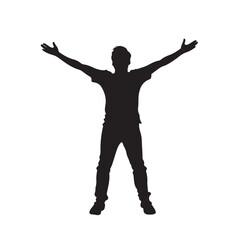 Silhouette of a Man in Freedom Stance – Vector Illustration