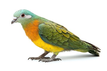 Fototapeta premium Vibrant Tropical Bird with Colorful Plumage on White Background