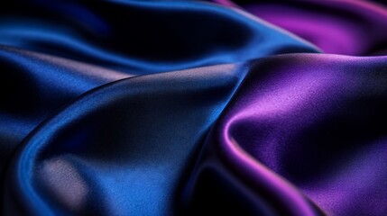Fototapeta premium Abstract Drapery of Luxurious Silk Fabric in Deep Blue and Purple Hues
