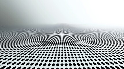 Abstract geometric landscape with dots and misty background