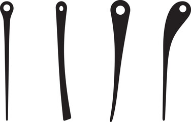 Silhouette set of Needle sewing sign vector illustration with white background