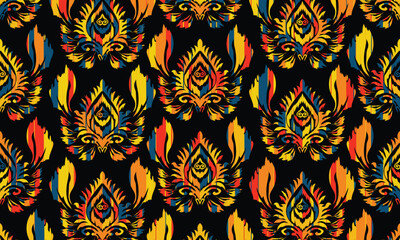 Geometric ethnic flower pattern for background,fabric,wrapping,clothing,wallpaper,Batik,carpet,embroidery style.