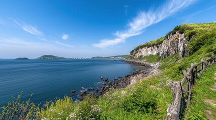 Fototapeta premium Coastal cliffs and ocean panorama
