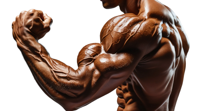 Muscular male arm isolated on transparent background