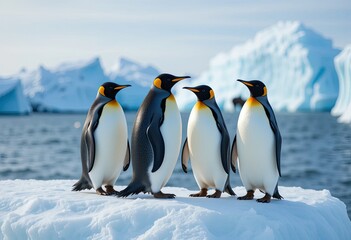 Fototapeta premium penguins on the snow