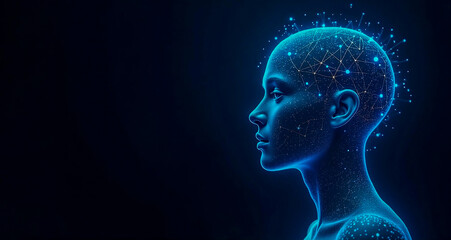 A futuristic digital silhouette of artificial intelligence technologie