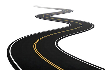 Winding Road to the Horizon: A long, winding asphalt road curves gently towards the horizon, inviting exploration and promising adventure.