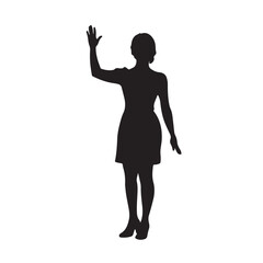 Silhouette of a Woman Greeting - Vector Illustration