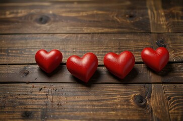 red heart on wooden background