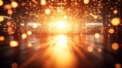 Abstract light particles creating a sparkling effect in a vibrant atmosphere.