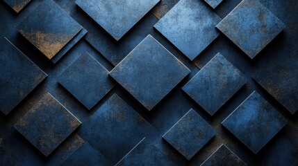 Abstract minimalist wallpaper with geometric motifs and patterns on blue background. Featuring white space in the center for text, ideal for design templates and modern banners.