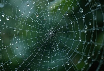 Obraz premium spider web with dew drops