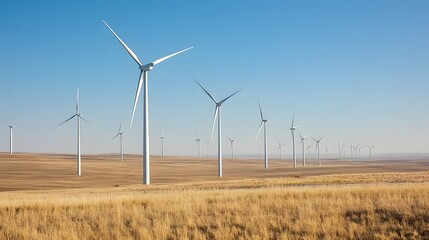 Expansive landscape of vibrant sunflowers swaying gently in the warm summer breeze under a clear blue sky