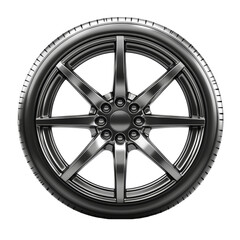 Obraz premium Sleek Black Alloy Wheel Design for Automotive Enthusiasts Isolated on transparent background