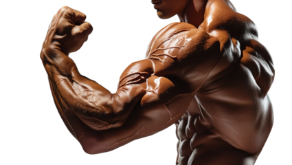 Muscular male arm isolated on transparent background