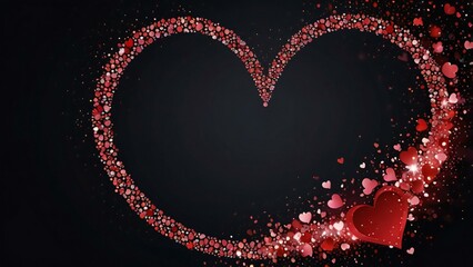 red heart on black background
