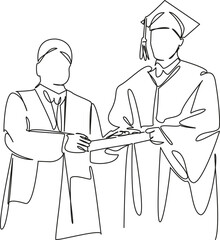 One continuous single drawing line art flat doodle diploma, achievement, education, graduation, horizontal, university, young adult. Isolated image hand draw contour on a white background, hand drawn,