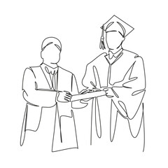 One continuous single drawing line art flat doodle diploma, achievement, education, graduation, horizontal, university, young adult. Isolated image hand draw contour on a white background, hand drawn,