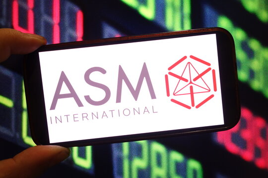 Konskie, Poland - December 17, 2024: ASM International company logo displayed on mobile phone