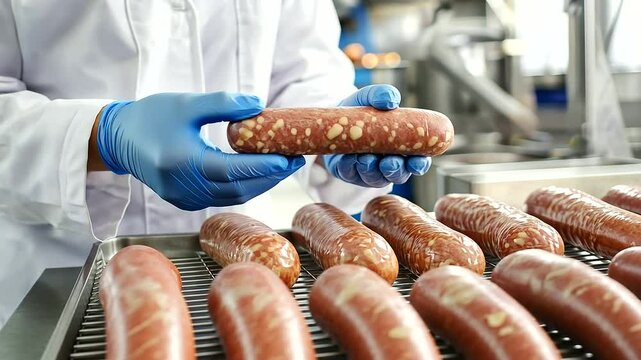 Inspectors Testing Sausage Samples in Laboratory Environment