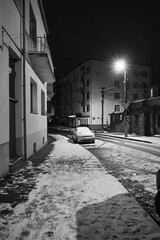 winter city snow evening lighting	
