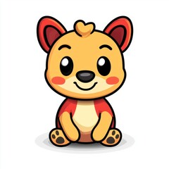 Fototapeta premium Adorable Cartoon Animal Sitting Happily