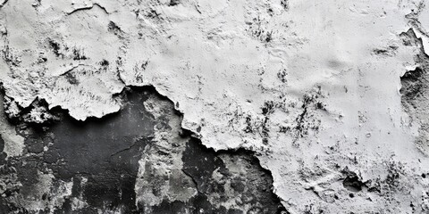 Obraz premium Rugged black and white concrete wall texture with uneven layers and cracks positioned in the center ideal for backgrounds and design applications
