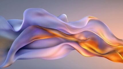 Obraz premium Abstract glowing curves digital art soft lavender and gold contemporary design creative visualization