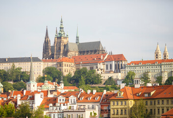 Obraz premium the old town of Prague, view on Prague Castle. Residence of president and St. Vitus Cathedral