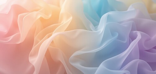 Obraz premium Pastel rainbow fabric folds in soft flowing texture.