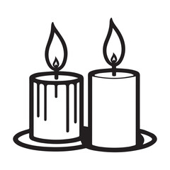  Valentine's Day Romantic Candlelight, vector, silhouette, illustration