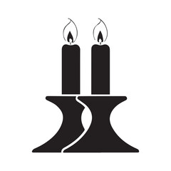  Valentine's Day Romantic Candlelight, vector, silhouette, illustration