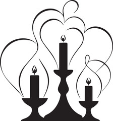  Valentine's Day Romantic Candlelight, vector, silhouette, illustration