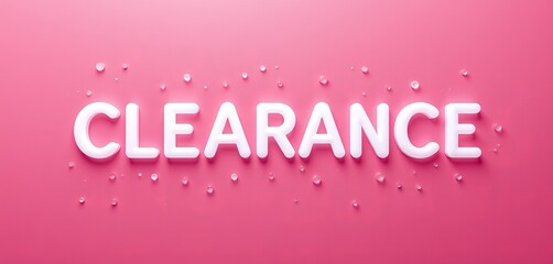 "Clearance" bold white text on vibrant pink background.