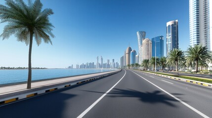 Obraz premium Coastal City Road on a Sunny Day