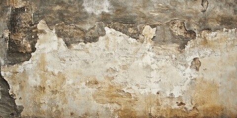 Fototapeta premium Aged textured wall in shades of brown and gray with distressed peeling paint, creating a vintage background for photography or graphic design.