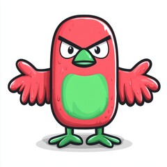 Fototapeta premium Angry Red Bird Cartoon Character Design