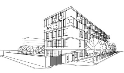 Architectural drawing 3d drawing