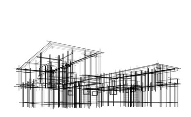 Architectural drawing 3d drawing