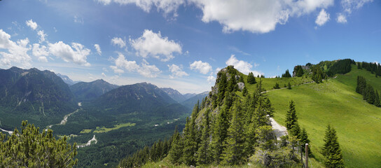 Der Sonnenberg-Zahn, Wandern in den bayerischen Bergen, Panorama