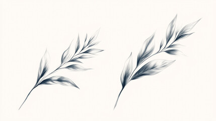 Obraz premium Elegant botanical illustration of delicate leaves on a light background.