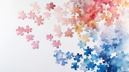 Watercolor of man connecting jigsaw puzzle,Two hands trying to connect couple puzzle,business people putting the jigsaws team together,partnership success,3D render.