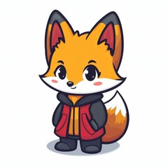 Adorable Cartoon Fox Wearing a Red Jacket