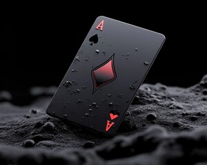 Black Ace of Spades Playing Card on Dark Textured Surface