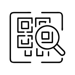 qr code scanning icon, qr code scanning line art - simple line art of qr code scanning, perfect for qr code scanning logos and icons and themed design 