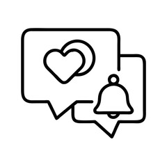 social media notifications icon, social media notifications line art - simple line art of social media notifications, perfect for social media notifications logos and icons and themed design 