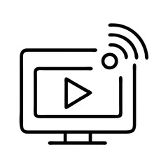 streaming video icon, streaming video line art - simple line art of streaming video, perfect for streaming video logos and icons and themed design 