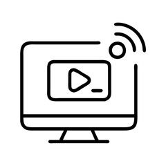 streaming video icon, streaming video line art - simple line art of streaming video, perfect for streaming video logos and icons and themed design 
