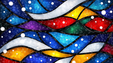 Snowy stained-glass background wallpaper